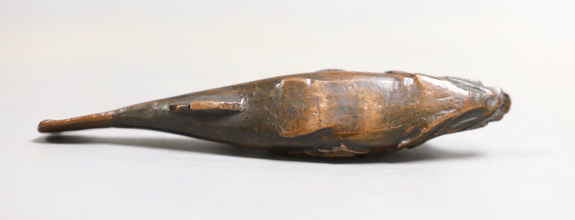 A Japanese bronze model of a gurnard fish, 10cm